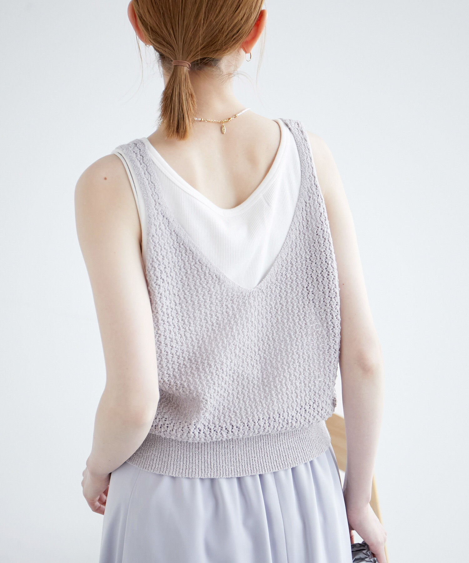 ROPE PICNIC PASSAGE「透かし編みルーズレイヤードニットベスト」|ベスト・ジレ|