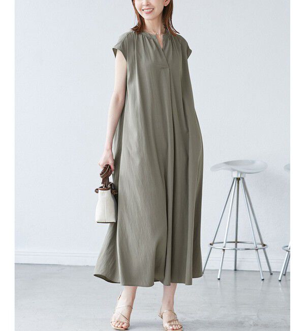 Rope&rsquo;Picnic「リラックススキッパーロングワンピース」|ワンピース|カーキー(36)