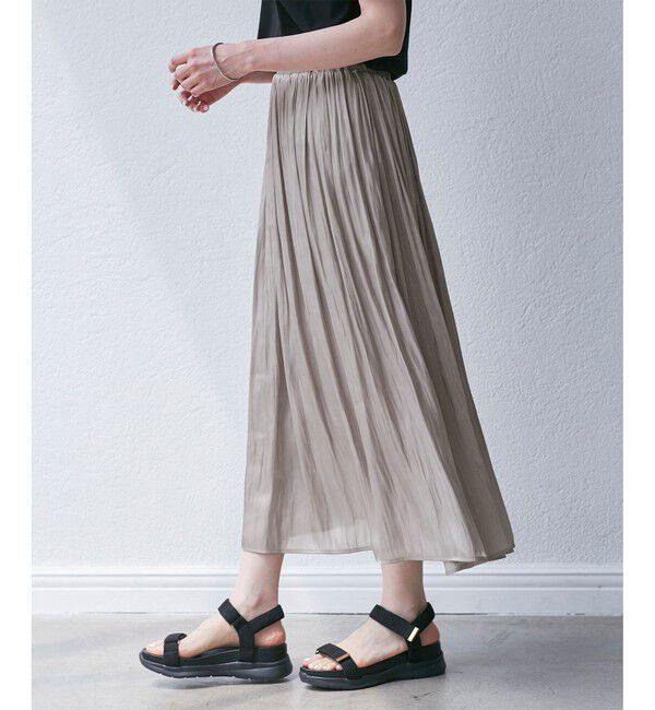 Rope&rsquo;Picnic「シャイニーリラックスプリーツスカート」|スカート|ブラウン系(22)