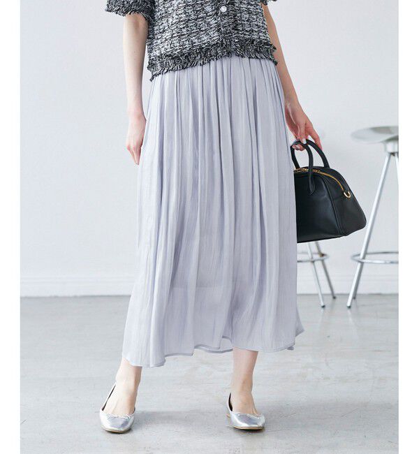 Rope&rsquo;Picnic「シャイニーリラックスプリーツスカート」|スカート|サックス(48)