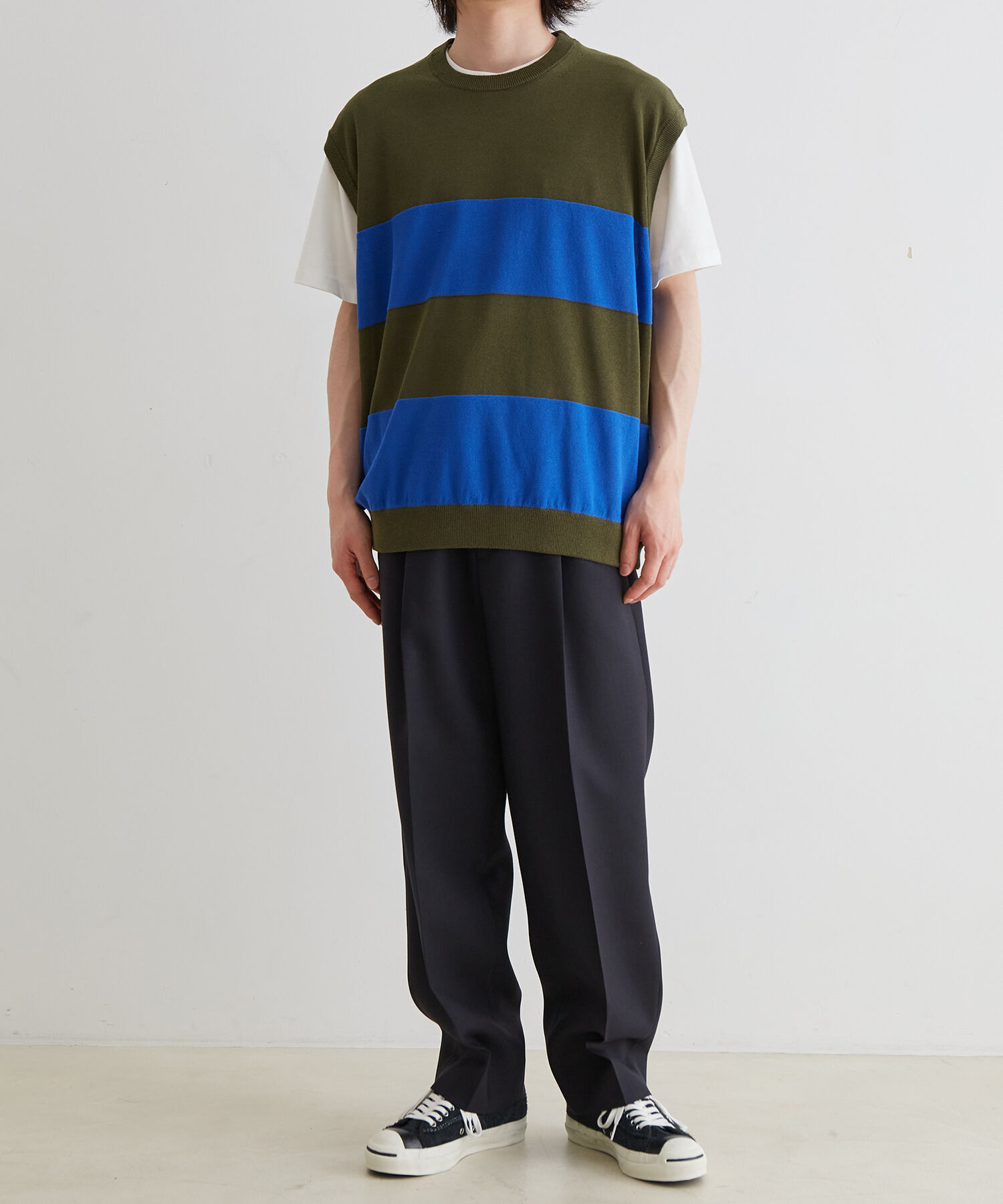 ADAM ET ROPE'「WASHI MIX ボーダー ニット ベスト」|ベスト・ジレ|