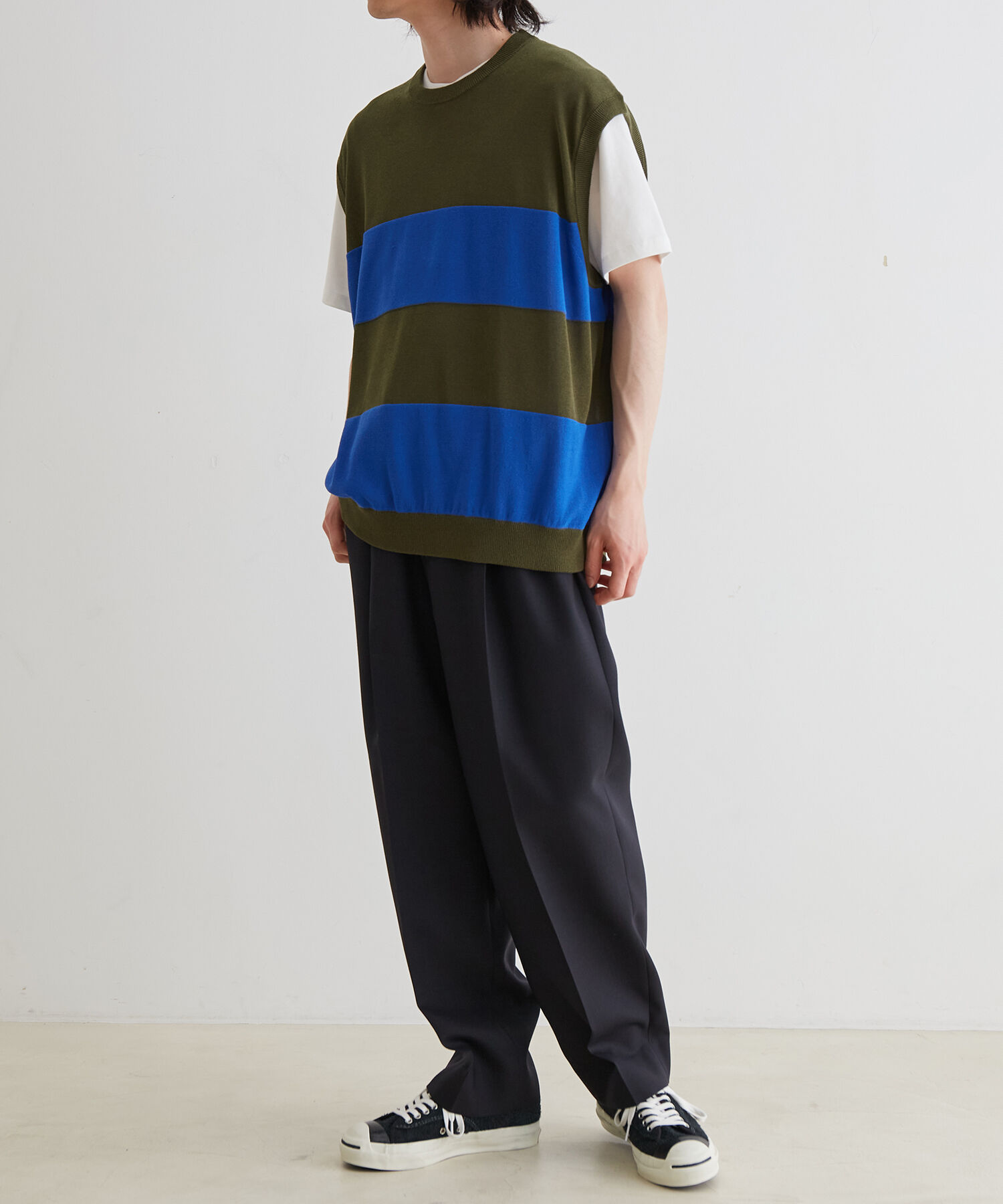 ADAM ET ROPE'「WASHI MIX ボーダー ニット ベスト」|ベスト・ジレ|