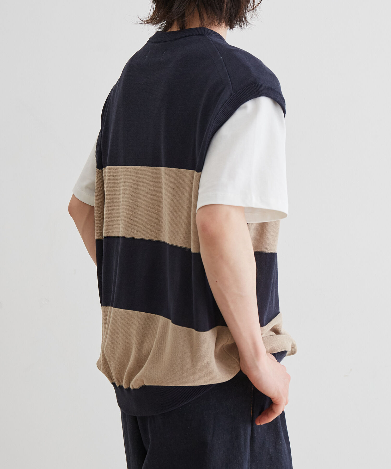 ADAM ET ROPE'「WASHI MIX ボーダー ニット ベスト」|ベスト・ジレ|