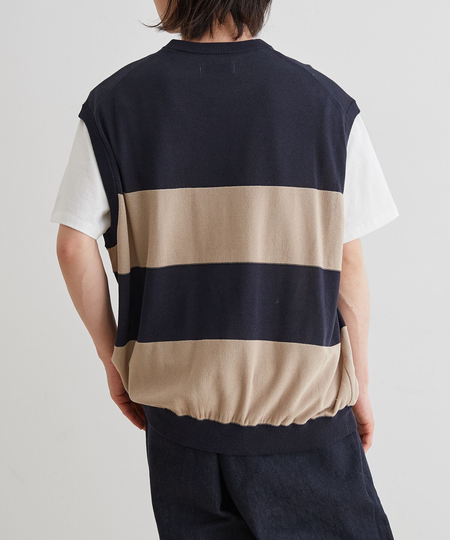 ADAM ET ROPE'「WASHI MIX ボーダー ニット ベスト」|ベスト・ジレ|