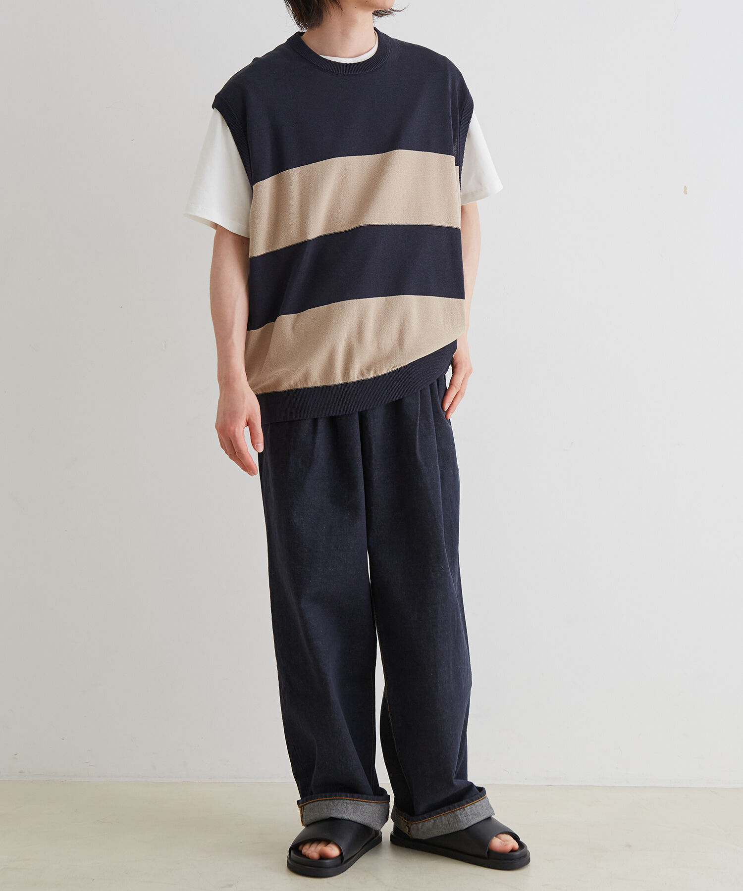 ADAM ET ROPE'「WASHI MIX ボーダー ニット ベスト」|ベスト・ジレ|