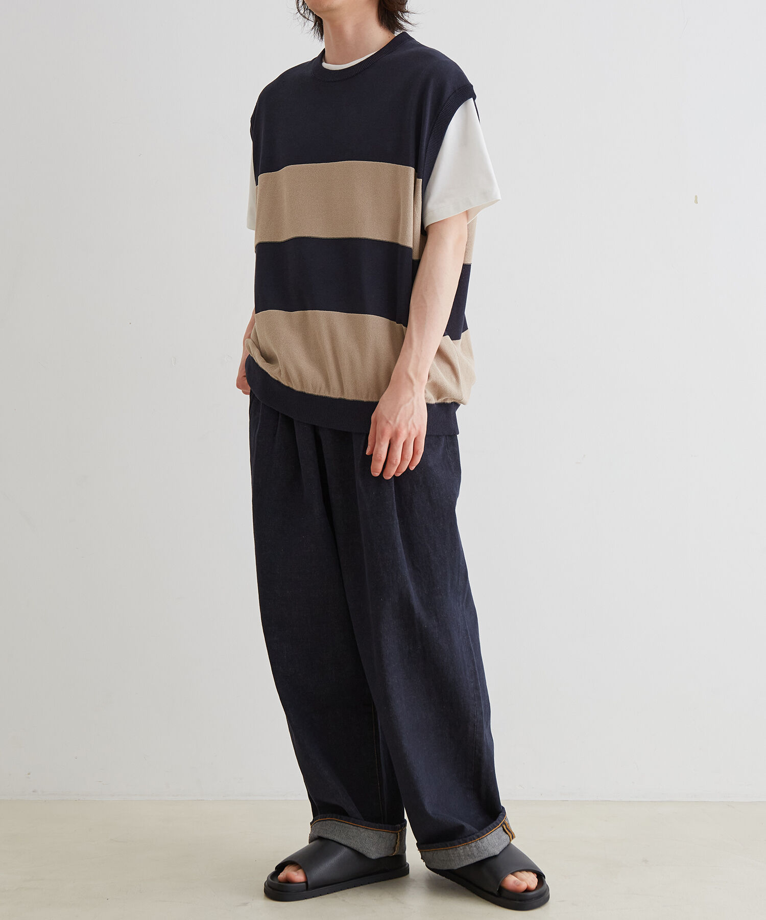 ADAM ET ROPE'「WASHI MIX ボーダー ニット ベスト」|ベスト・ジレ|