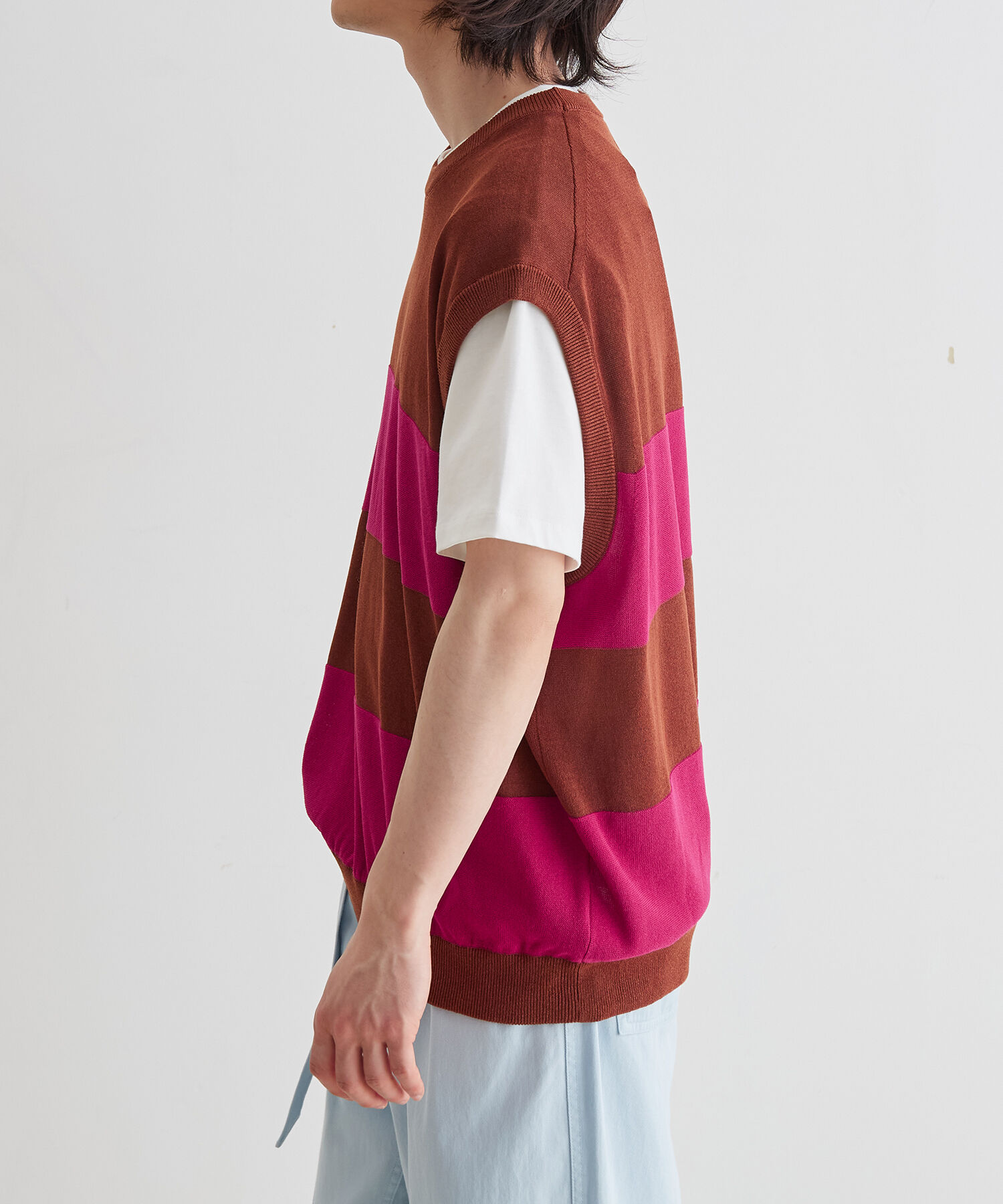 ADAM ET ROPE'「WASHI MIX ボーダー ニット ベスト」|ベスト・ジレ|