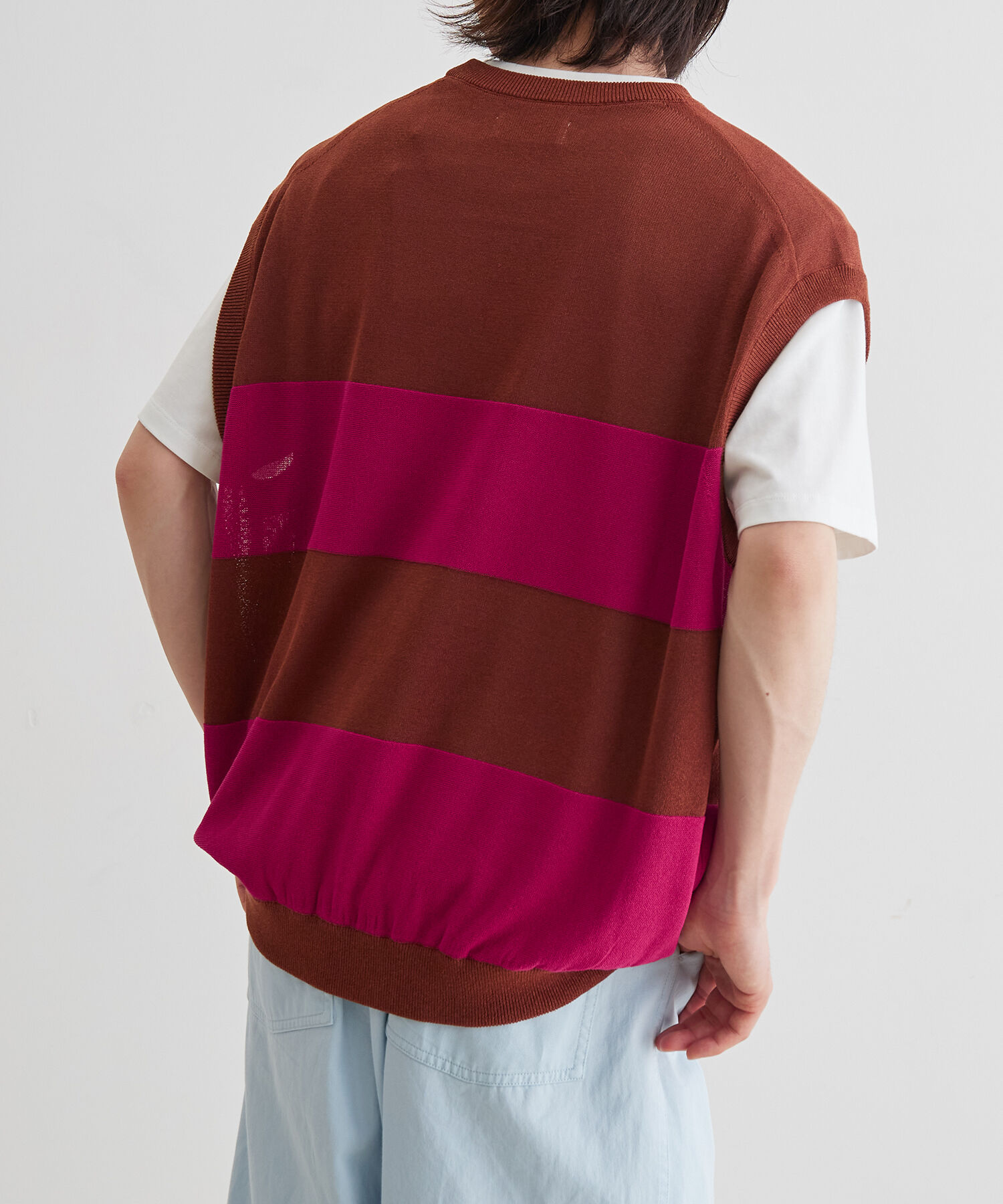 ADAM ET ROPE'「WASHI MIX ボーダー ニット ベスト」|ベスト・ジレ|