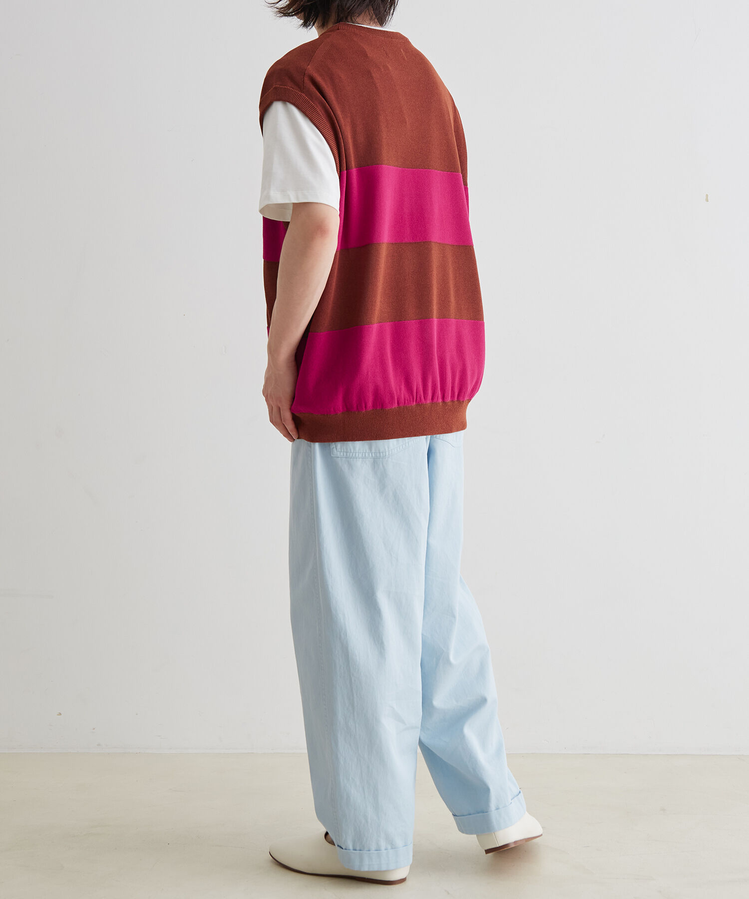 ADAM ET ROPE'「WASHI MIX ボーダー ニット ベスト」|ベスト・ジレ|