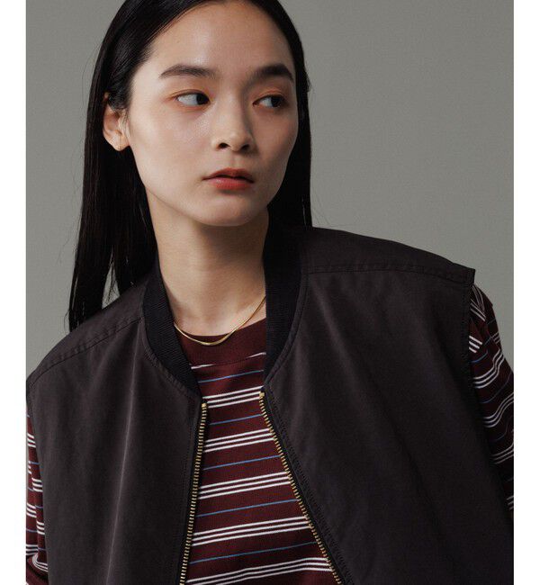 ADAM ET ROPE'「【小松マテーレ】ジップ ベスト / コンパクトサテン 」|ベスト・ジレ|