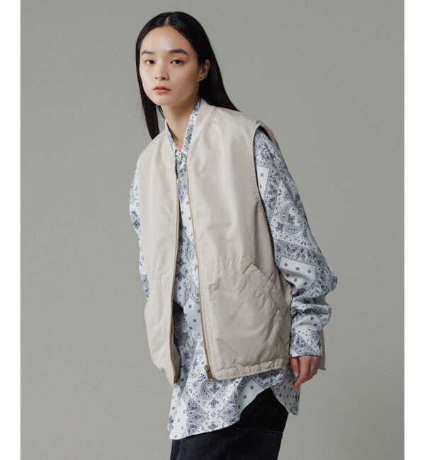 ADAM ET ROPE'「【小松マテーレ】ジップ ベスト / コンパクトサテン 」|ベスト・ジレ|