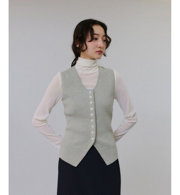 ADAM ET ROPE'「フルニードルニットジレ」|ベスト・ジレ|ライトグレー(08)