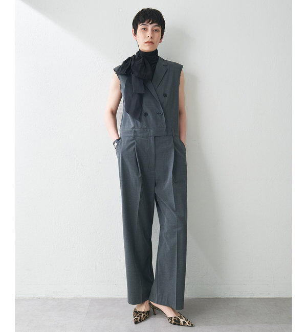  「【THE PAUSE】テーラーカラーノースリーブジャンプスーツ」|ワンピース|グレー