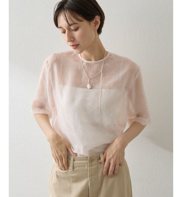  「シアーフェザーTEE」|シャツ・ブラウス|ベビーピンク