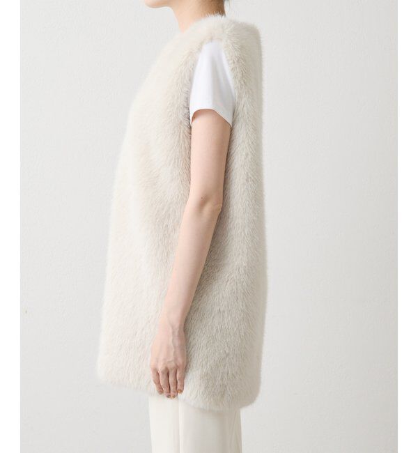 THE PAUSE「【THE PAUSE】フェイクファークルーネックジレ」|ベスト・ジレ|