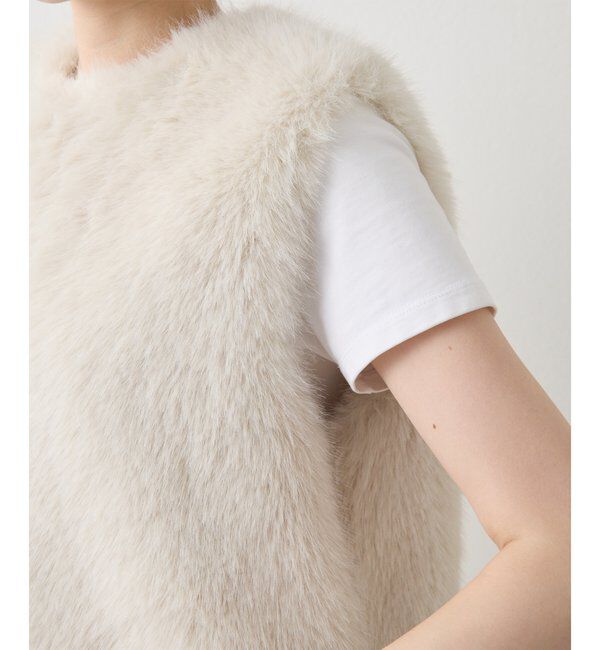 THE PAUSE「【THE PAUSE】フェイクファークルーネックジレ」|ベスト・ジレ|