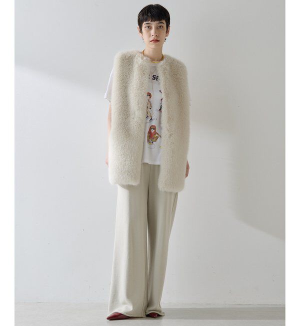 THE PAUSE「【THE PAUSE】フェイクファークルーネックジレ」|ベスト・ジレ|