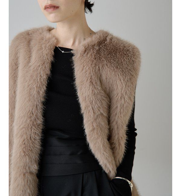 THE PAUSE「【THE PAUSE】フェイクファークルーネックジレ」|ベスト・ジレ|