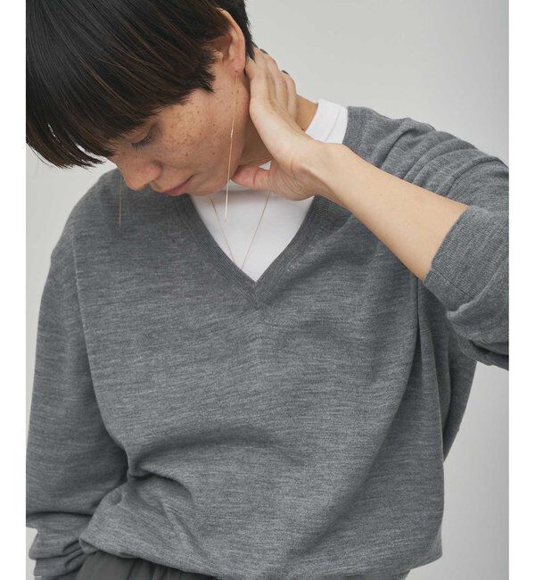 GEMINI「【GEMINI】ハイゲージVネックニットプルオーバー」|ニット・セーター|グレー