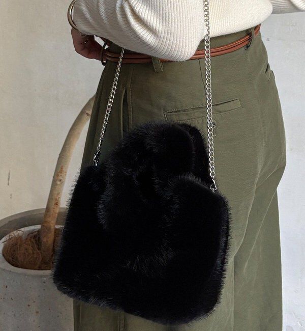  「【WEB限定】ファーバッグ」|トートバッグ|ブラック