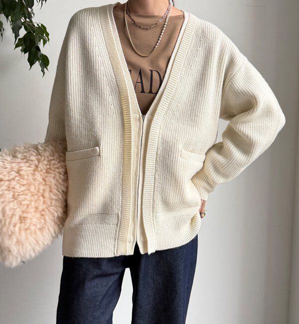  「ジップニットカーディガン」|カーディガン|