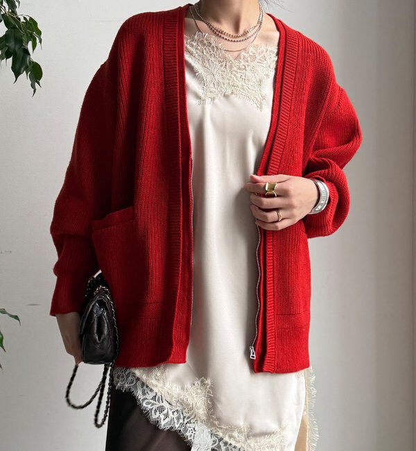  「ジップニットカーディガン」|カーディガン|