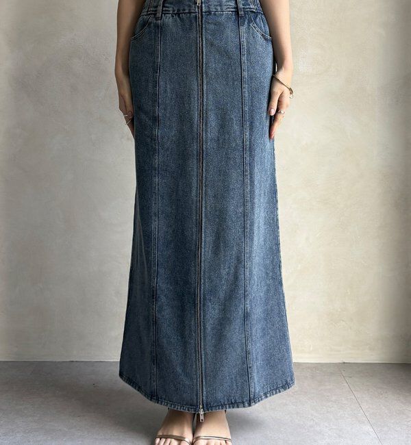  「【WEB限定】フロントジップデニムスカート」|スカート|