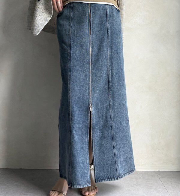  「【WEB限定】フロントジップデニムスカート」|スカート|