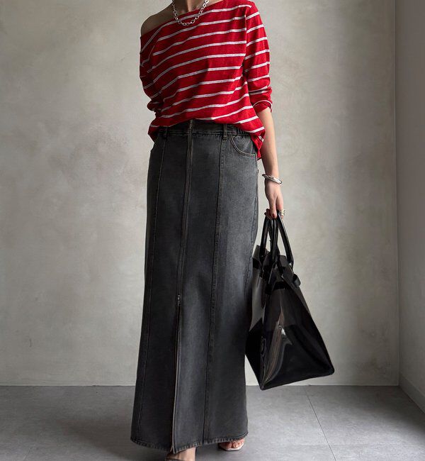  「【WEB限定】フロントジップデニムスカート」|スカート|