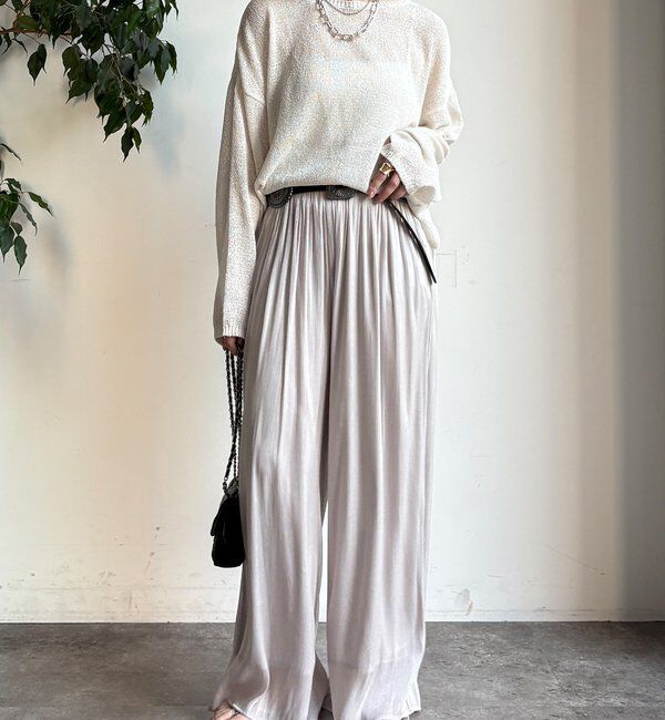  「【WEB限定】ギャザーワイドパンツ」|チノ|