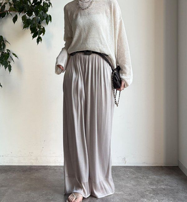  「【WEB限定】ギャザーワイドパンツ」|チノ|