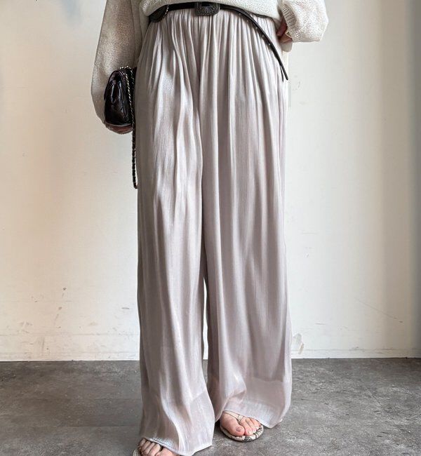  「【WEB限定】ギャザーワイドパンツ」|チノ|