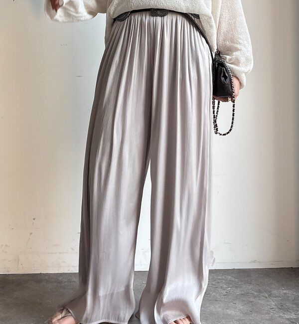  「【WEB限定】ギャザーワイドパンツ」|チノ|