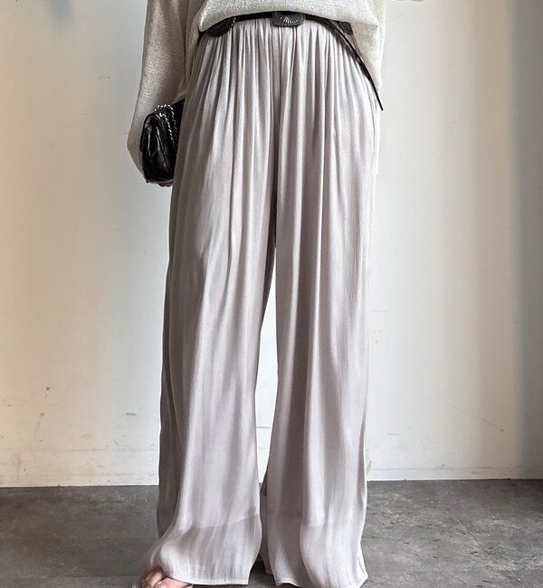  「【WEB限定】ギャザーワイドパンツ」|チノ|