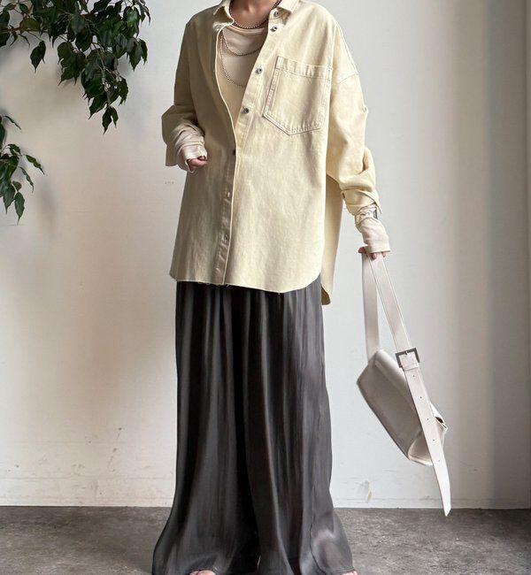  「【WEB限定】ギャザーワイドパンツ」|チノ|