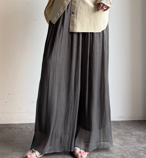  「【WEB限定】ギャザーワイドパンツ」|チノ|