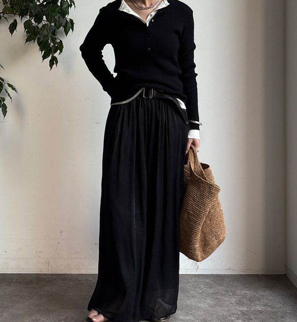  「【WEB限定】ギャザーワイドパンツ」|チノ|