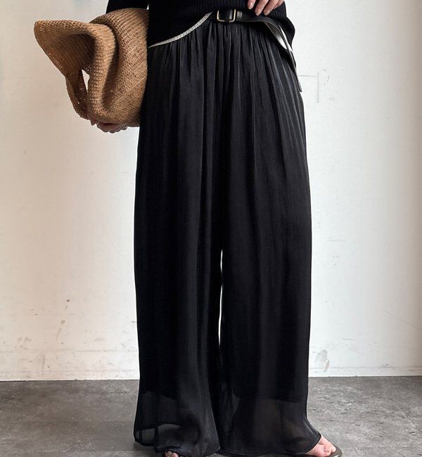  「【WEB限定】ギャザーワイドパンツ」|チノ|