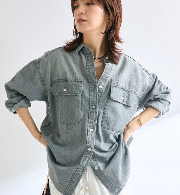 「【名品/リバイバル】【MONN.:.(モン)】Lightビッグデニムシャツ」|シャツ・ブラウス|グレー