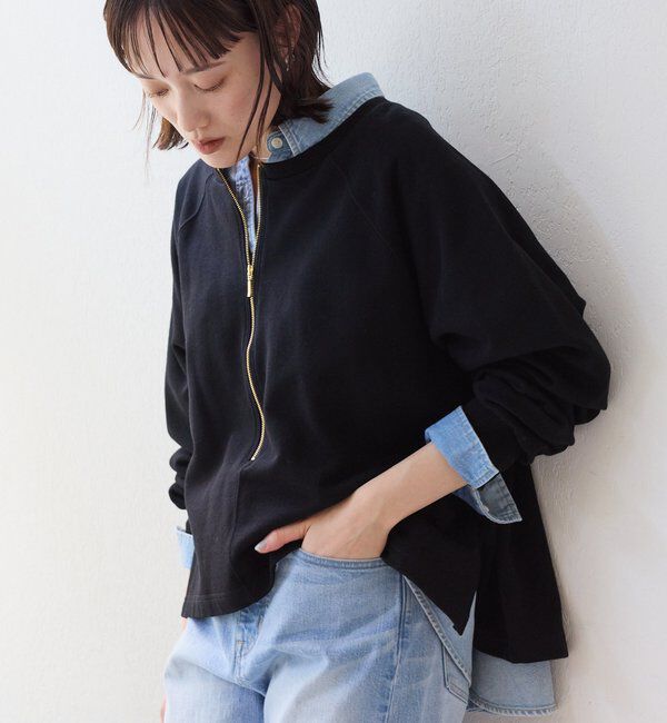  「【新色追加/抜け感◎】ハーフZIPスウェット」|Tシャツ・カットソー|ブラック