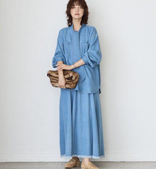  「【新色追加/抜け感】デニムボウタイシャツ」|シャツ・ブラウス|