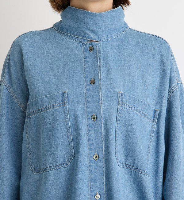  「【新色追加/抜け感】デニムボウタイシャツ」|シャツ・ブラウス|