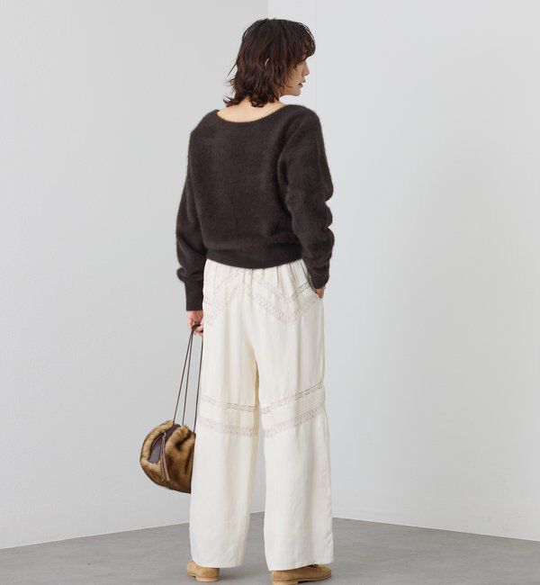  「【a Nice （ア ・ニース）】ピンタックレースパンツ」|チノ|