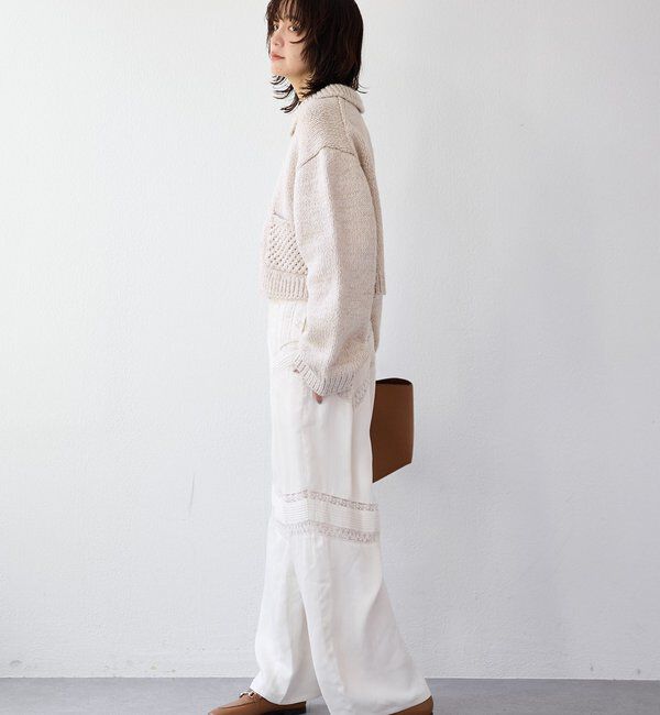  「【a Nice （ア ・ニース）】ピンタックレースパンツ」|チノ|