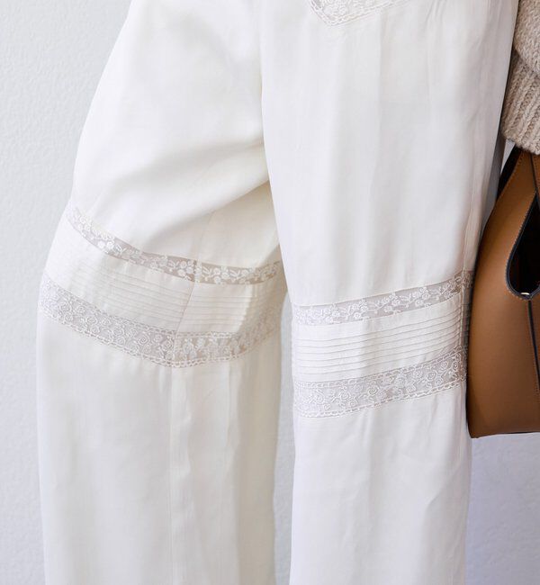  「【a Nice （ア ・ニース）】ピンタックレースパンツ」|チノ|