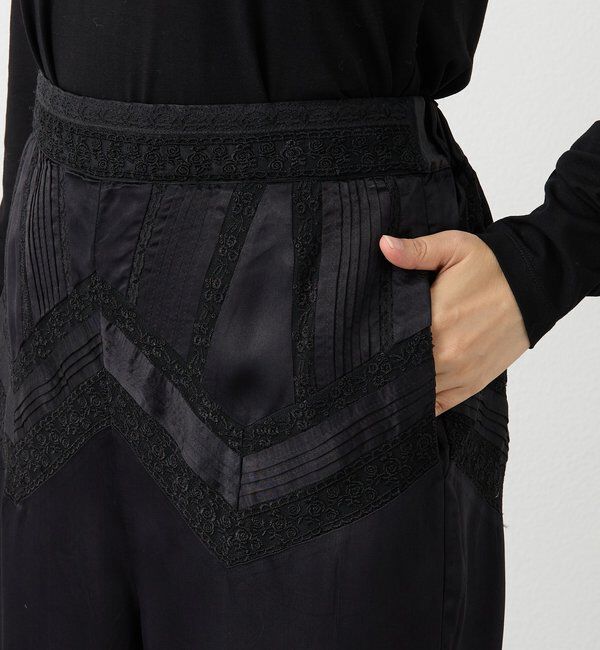  「【a Nice （ア ・ニース）】ピンタックレースパンツ」|チノ|