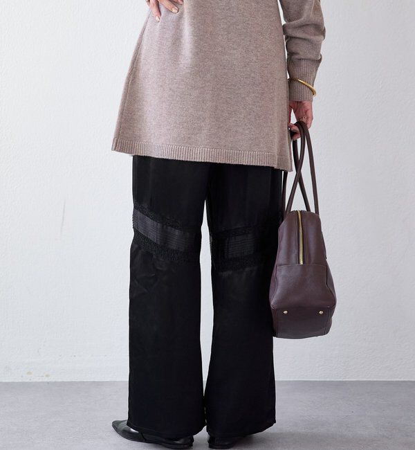  「【a Nice （ア ・ニース）】ピンタックレースパンツ」|チノ|