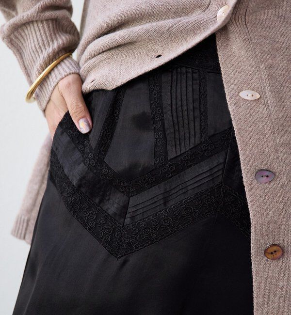  「【a Nice （ア ・ニース）】ピンタックレースパンツ」|チノ|