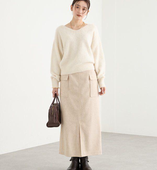  「【上品な装いに】エコツイードポケットスカート」|スカート|