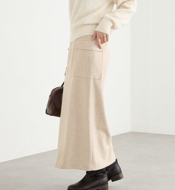  「【上品な装いに】エコツイードポケットスカート」|スカート|